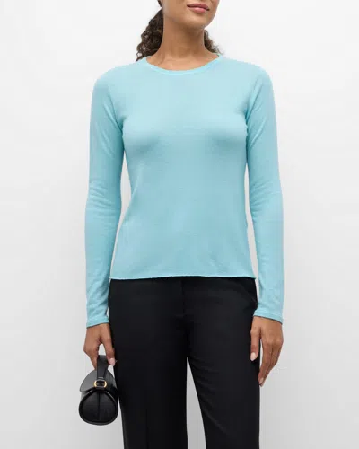 Majestic Machine Washable Cashmere Long-sleeve Crewneck Pullover In Bonifacio