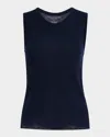 Majestic Machine-washable Cashmere Sleeveless Sweater In Blue