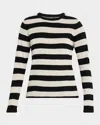Majestic Machine Washable Cashmere Striped Pullover In Multi