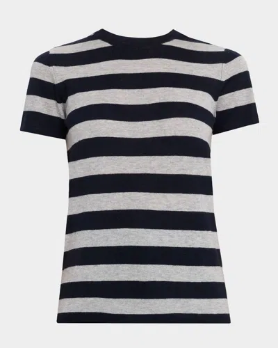 Majestic Machine Washable Cashmere Striped T-shirt In Multi