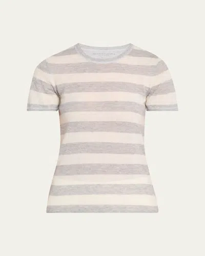 Majestic Machine Washable Cashmere Striped T-shirt In Animal Print