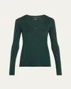 Majestic Machine Washable Cashmere V-neck Pullover In Forest