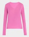 Majestic Machine Washable Cashmere V-neck Pullover In Pink