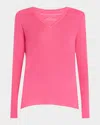 Majestic Machine Washable Cashmere V-neck Pullover In Pink