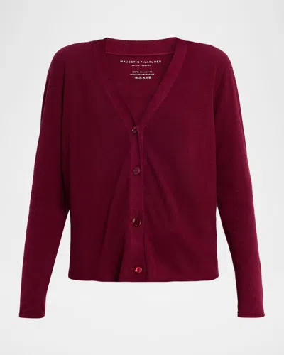 Majestic Machine Washable Knit Cardigan In Burgundy