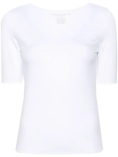 Majestic V-neck Short-sleeve T-shirt In White