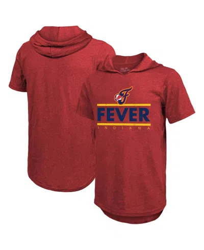 Majestic Men's And Women's Red Indiana Fever Sideline Tri-blend Hoodie T-shirt