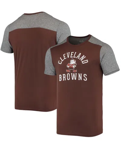 Majestic Men's Brown, Heathered Gray Cleveland Browns Gridiron Classics Field Goal Slub T-shirt In Brown,heathered Gray