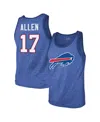 Majestic Men's Josh Allen Royal Buffalo Bills Tri-blend Player Name Number Tank Top In Royal