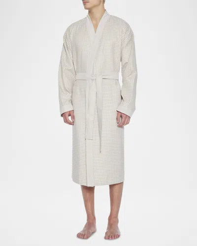Majestic Men's La Paz Woven Waffle Knit Robe In Sand