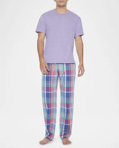 Majestic Men's Lessons In Color Crew And Pant Pajama Set In Purple Haze