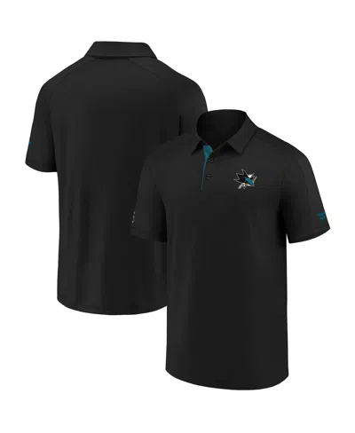 Majestic Men's  Black San Jose Sharks Authentic Pro Locker Room Performance Polo Shirt