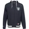 Majestic Men's  Jacket Windbreaker Perforated Nfl "oakland Raiders" Black Unique In Unico