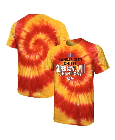 Majestic Threads Red Kansas City Chiefs Super Bowl Lviii Champions Soft Hand Tie-dye T-shirt