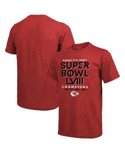 Majestic Men's  Red Kansas City Chiefs Super Bowl Lviii Champions Tri-blend T-shirt