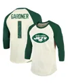 Majestic Men's  Threads Ahmad Sauce Gardner Cream, Green New York Jets Player Name And Number Raglan In Cream,green