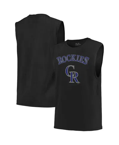 Majestic Men's  Threads Black Colorado Rockies Softhand Muscle Tank Top