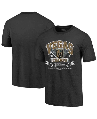 Majestic Men's  Threads Black Vegas Golden Knights 2023 Stanley Cup Champions Ringer Tri-blend T-shir