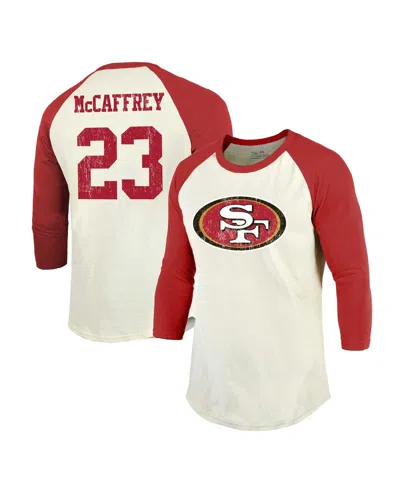 Majestic Men's  Threads Christian Mccaffrey Cream, Scarlet San Francisco 49ers Player Name And Number In Cream,scarlet