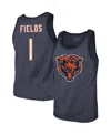 Majestic Men's  Threads Justin Fields Heathered Navy Chicago Bears Player Name And Number Tri-blend T In Heathered Navy