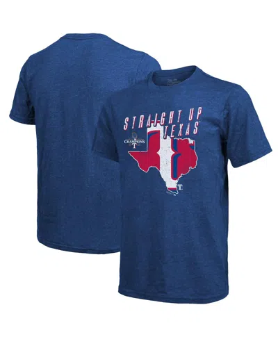 Majestic Men's  Threads Royal Texas Rangers 2023 World Series Champions Local State Of Mind Tri-blend