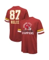 MAJESTIC MEN'S MAJESTIC THREADS TRAVIS KELCE RED DISTRESSED KANSAS CITY CHIEFS SUPER BOWL LVIII NAME AND NUMB