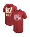 MAJESTIC MEN'S MAJESTIC THREADS TRAVIS KELCE RED DISTRESSED KANSAS CITY CHIEFS SUPER BOWL LVIII PLAYER NAME A