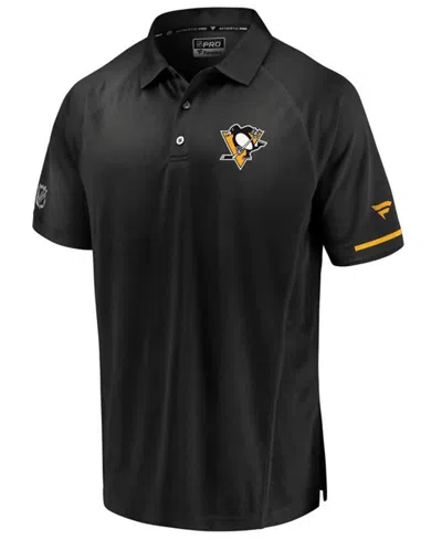 Majestic Men's Pittsburgh Penguins Rinkside Pro Polo In Black,gold
