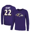 Majestic Men's Purple Derrick Henry Baltimore Ravens Name Number Long Sleeve T-shirt In Purple
