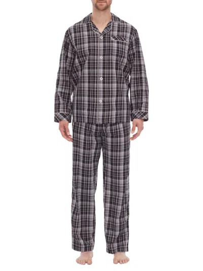 Majestic Men's Residence 2-piece Relaxed Fit Plaid Pajama Set In Black