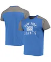 Majestic Men's Royal, Heathered Gray New York Giants Gridiron Classics Field Goal Slub T-shirt In Royal,heathered Gray