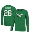 Majestic Men's Saquon Barkley Kelly Green Philadelphia Eagles Name Number Long Sleeve T-shirt In Kelly Green