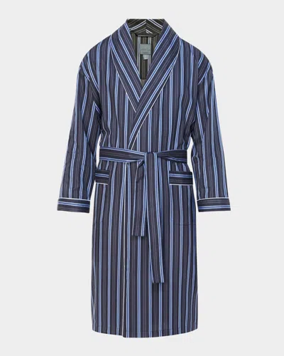 MAJESTIC MEN'S SATEEN MULTI-STRIPE SHAWL ROBE