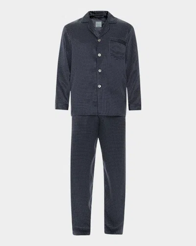 MAJESTIC MEN'S SILK DOT PAJAMA SET
