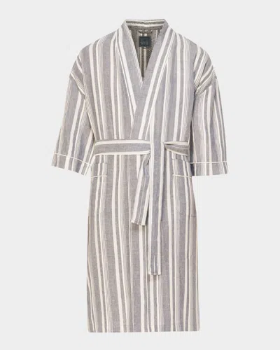 Majestic Men's Summer Woven Stripe Kimono Robe