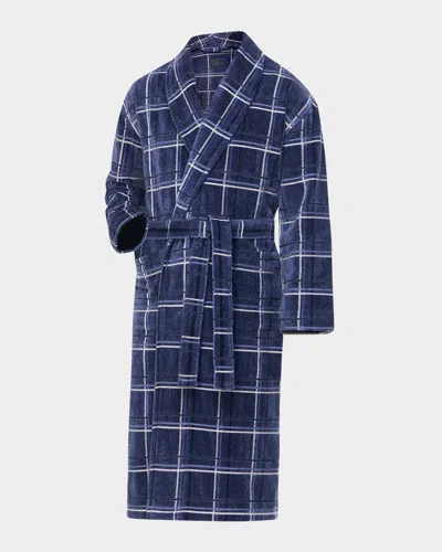 Majestic Men's Terry Velour Shawl Robe In Blue