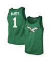 Majestic Men's Threads Jalen Hurts Kelly Green Philadelphia Eagles Tri-blend Player Name Number Tank Top In Kelly Gree
