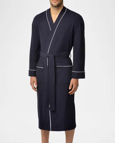 Majestic Men's Waffle Knit Kimono Robe In Navy