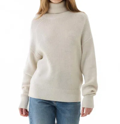 Majestic Merino Rib Semi Relaxed Long Sleeve Turtleneck Sweater In Milk In Neutral