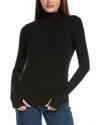 Majestic Cotton-cashmere Long Sleeve Turtleneck Top In Black