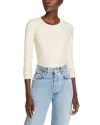 Majestic Metallic Fitted Top In Blanc