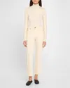 Majestic Metallic Long-sleeve Turtleneck Top In Blanc