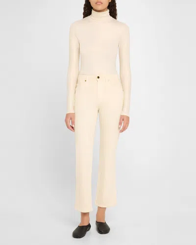 Majestic Metallic Long-sleeve Turtleneck Top In Blanc