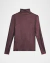 Majestic Metallic Turtleneck Top In Noir