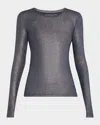 Majestic Metallic Fitted Top In Metal Ombra