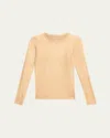 Majestic Metallic Long-sleeve Viscose Tee In Tan
