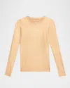 Majestic Metallic Long-sleeve Viscose Tee In Tan