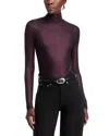 Majestic Metallic Turtleneck Top In Noir