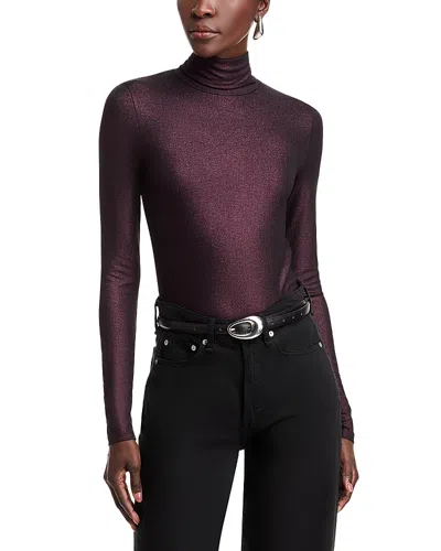 Majestic Metallic Turtleneck Top In Noir