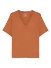 MAJESTIC ORANGE STRETCH T-SHIRT WITH V-NECKLINE